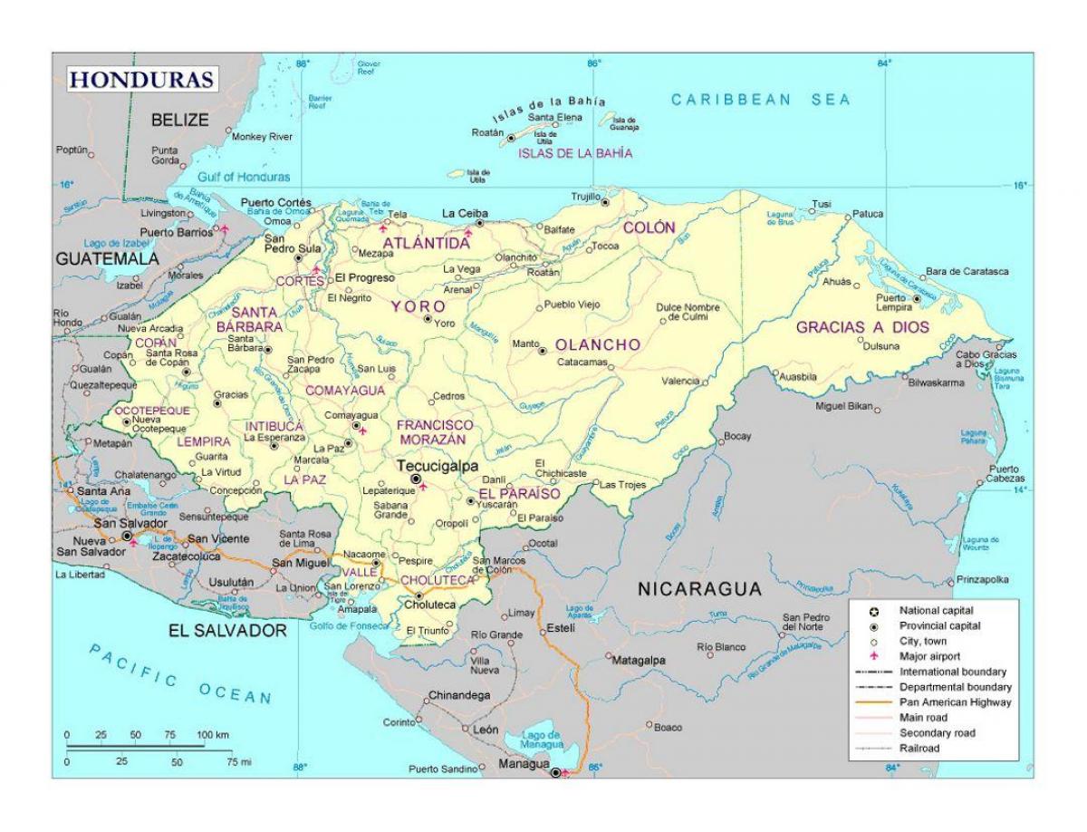 Honduras térkép városok