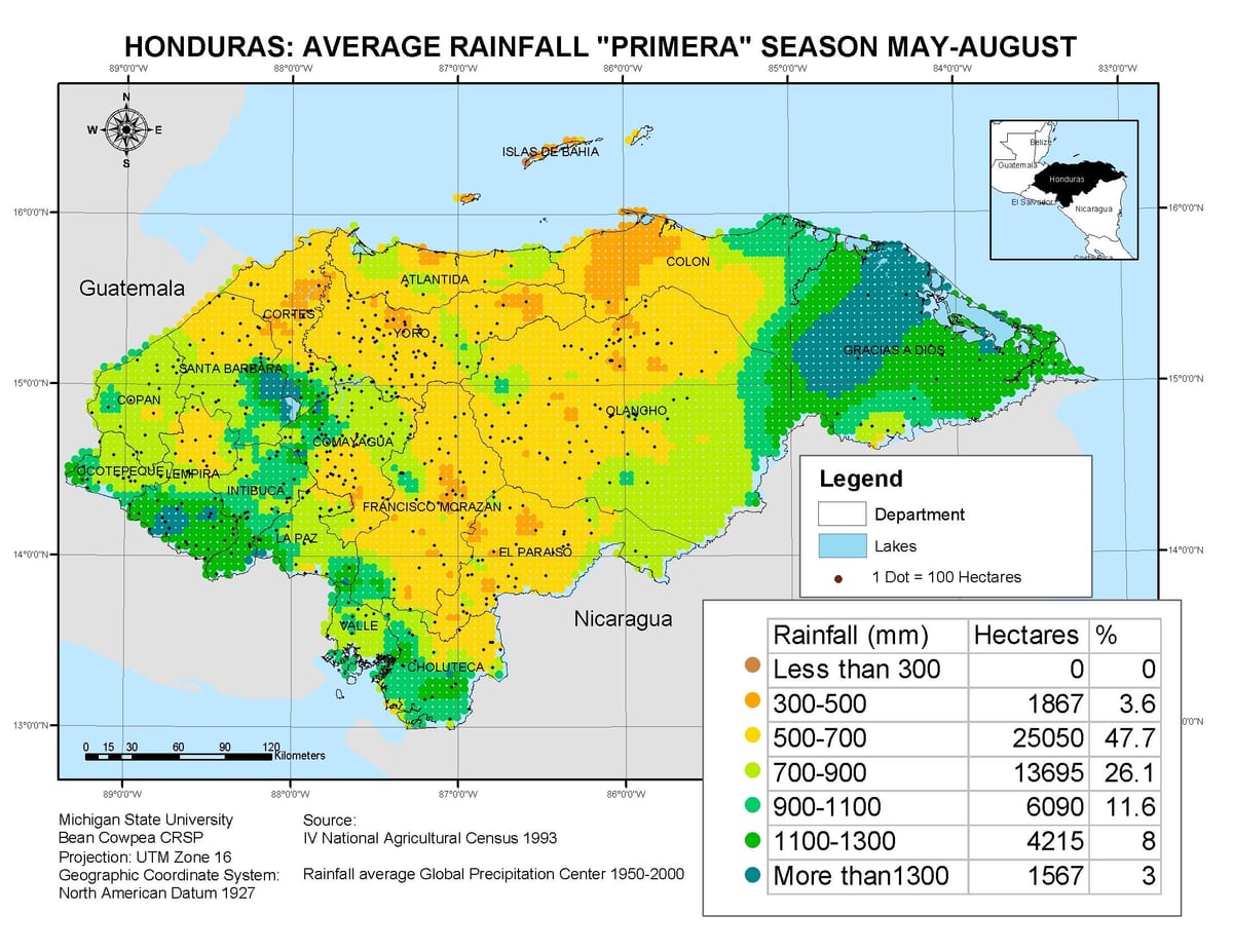 térkép Honduras éghajlat