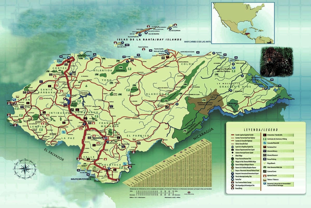 térkép Honduras földrajz