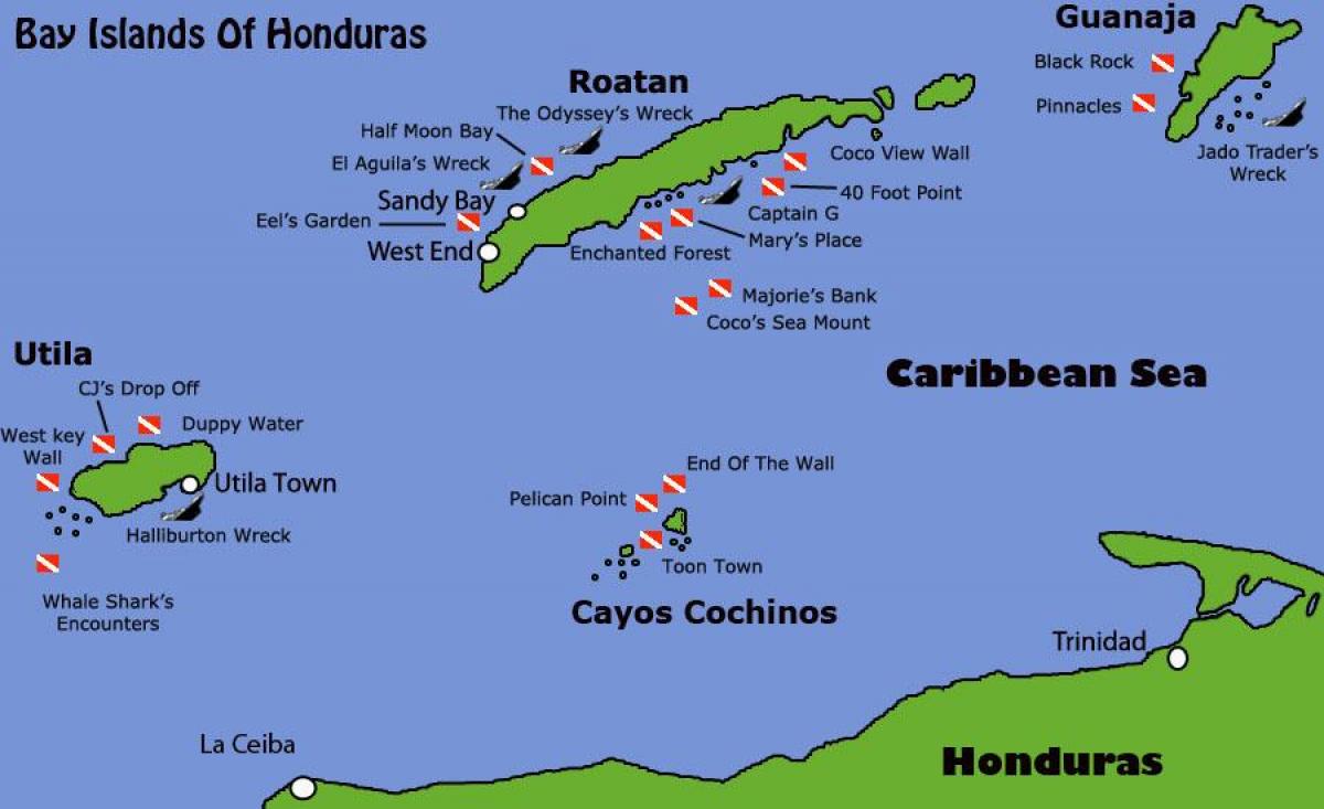 szigetek Honduras térkép