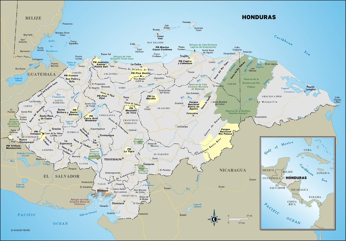 térkép Honduras turista