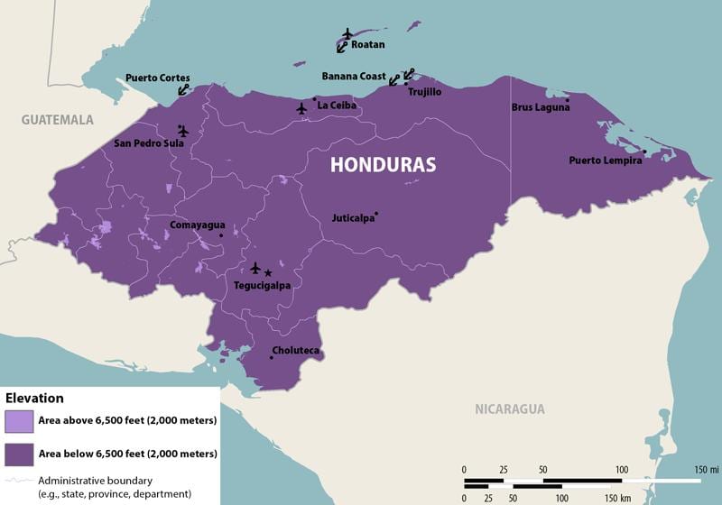 térkép Honduras zika