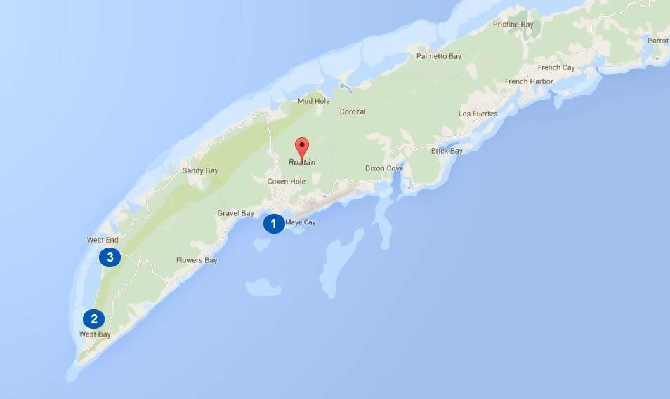 térkép Hondurasban, roatan