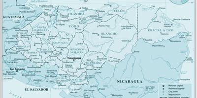 Térkép fizikai térkép Honduras