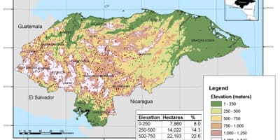 Térkép Honduras magasság