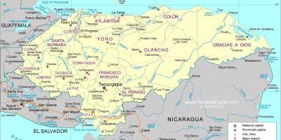 Térkép-politikai térkép Honduras